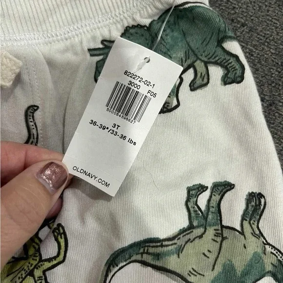 Old Navy Kids Dinosaur Print Shorts - White and Green - Picture 3 of 3